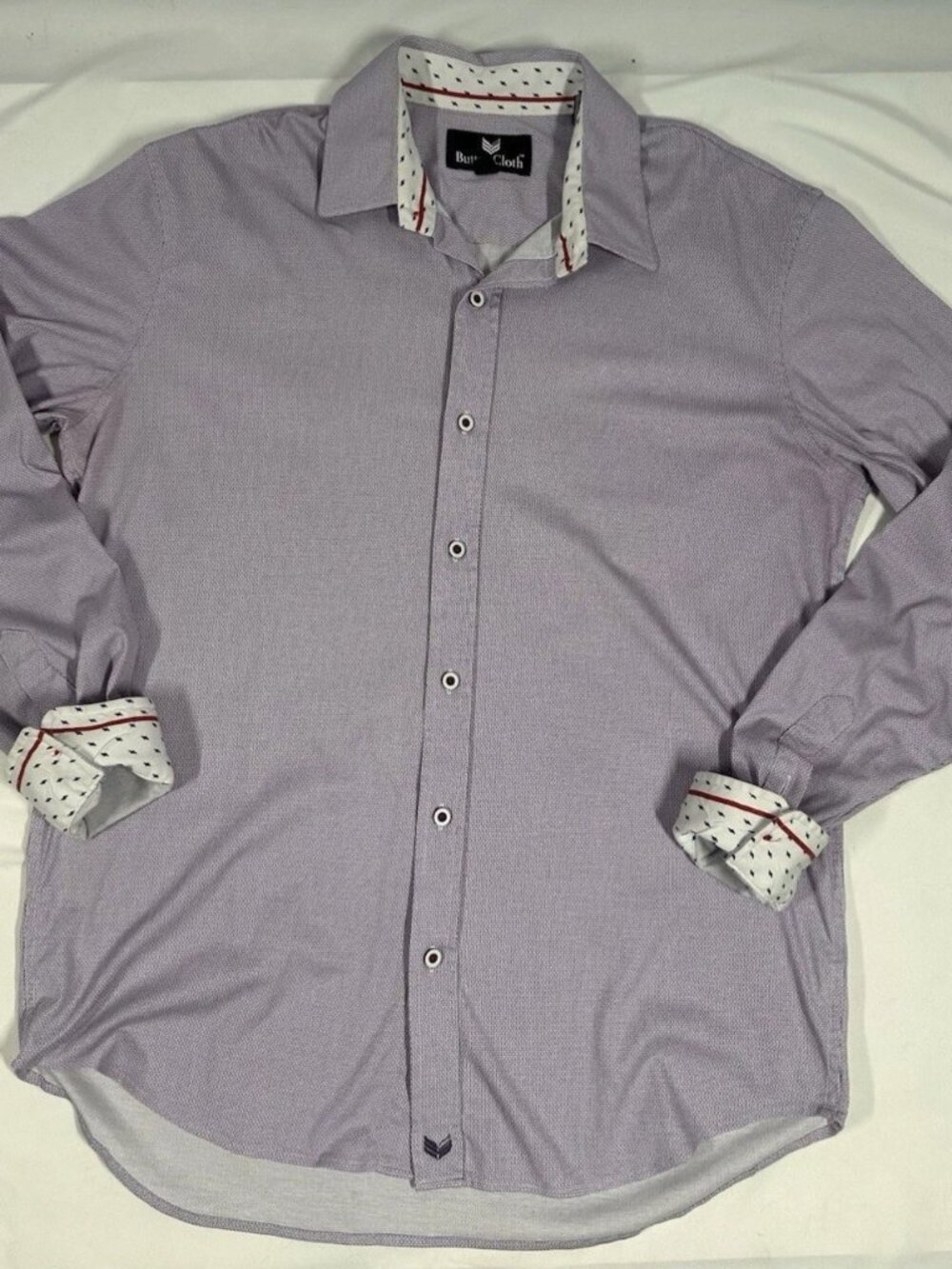 Butter Cloth Shirt Men's Large Purple Long Sleeve Flip Cuff Button Up